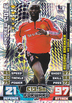 Andrew Cole Manchester United 2014/15 Topps Match Attax Record Breaker #422